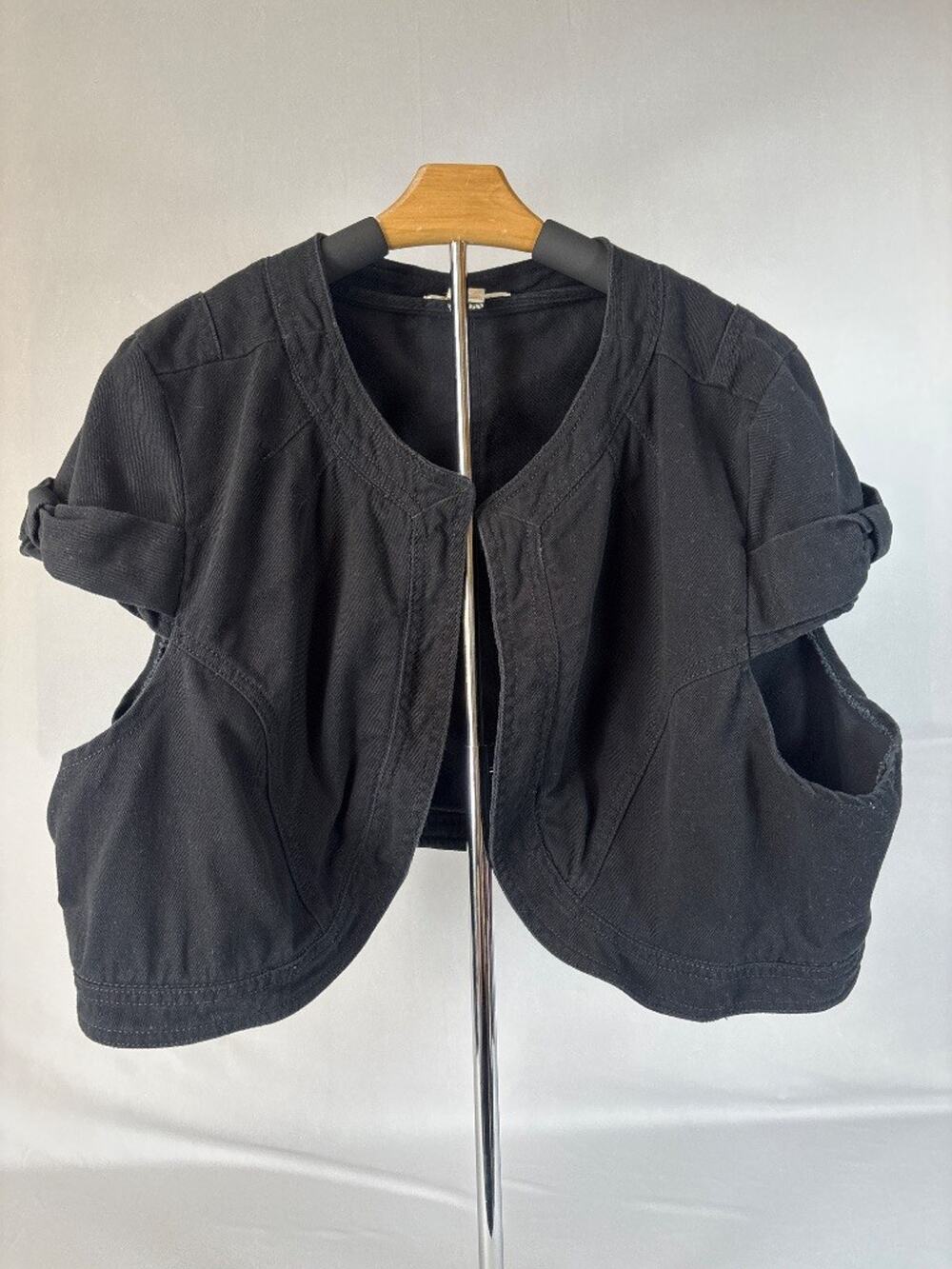 Derek Heart Black 100% Cotton Cropped Open-Shoulder Jacket Top 3X
